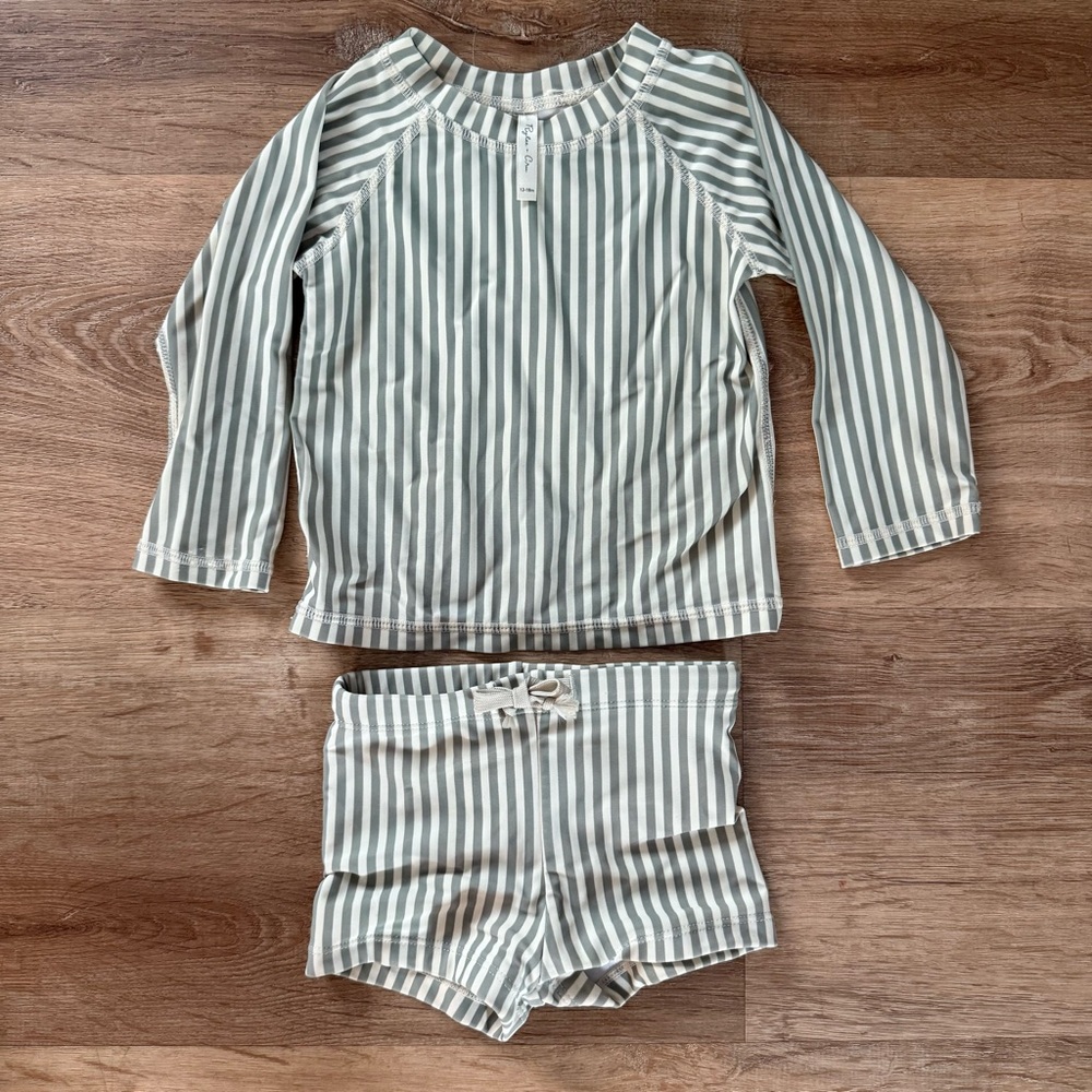 Rylee and Cru baby stripe swim set.